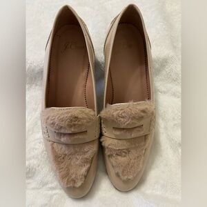 J. Crew Women's Light Heavyweight Pink Plush Penny Loafers